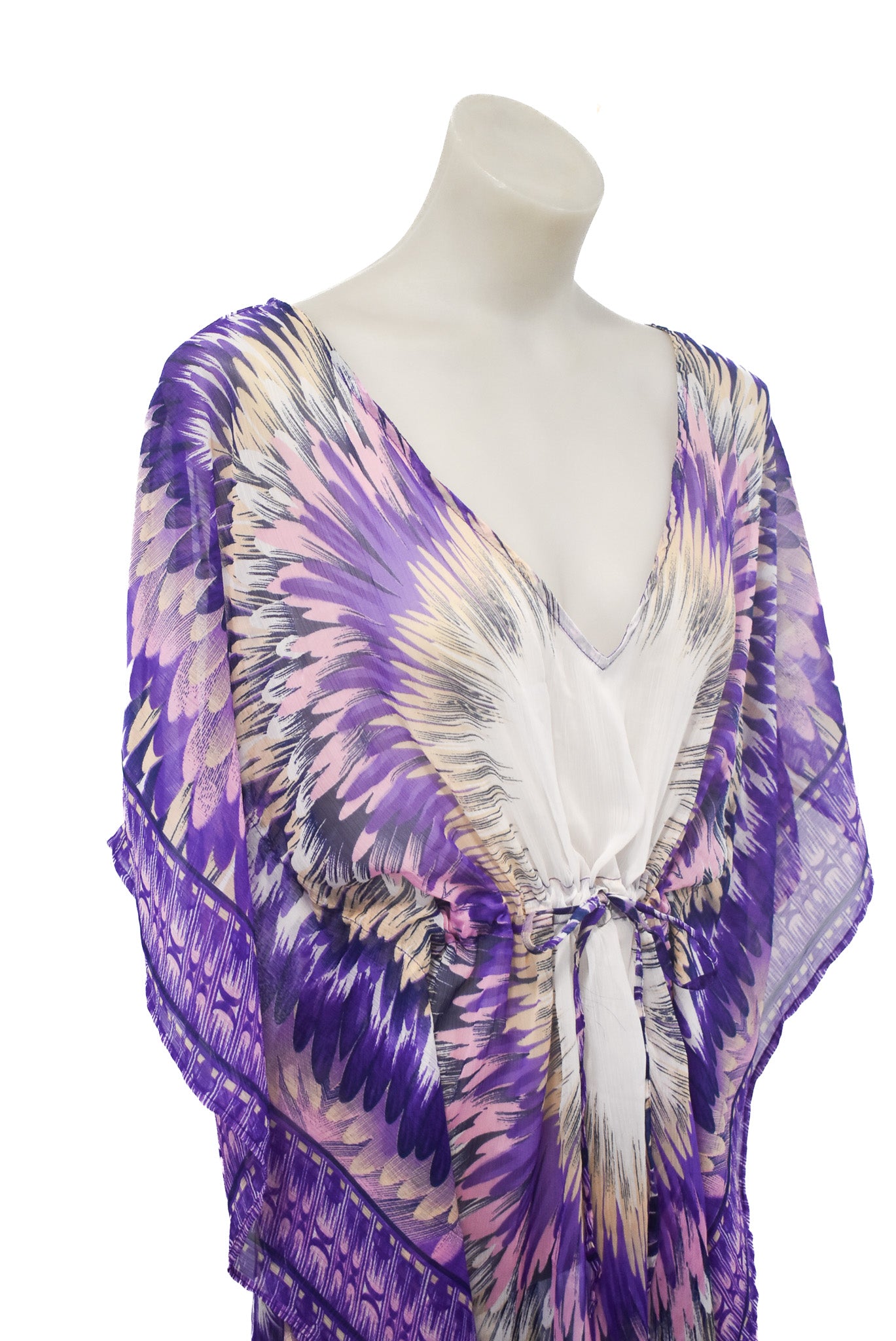 Shoreline Purple and white beachy cover up, L/XL