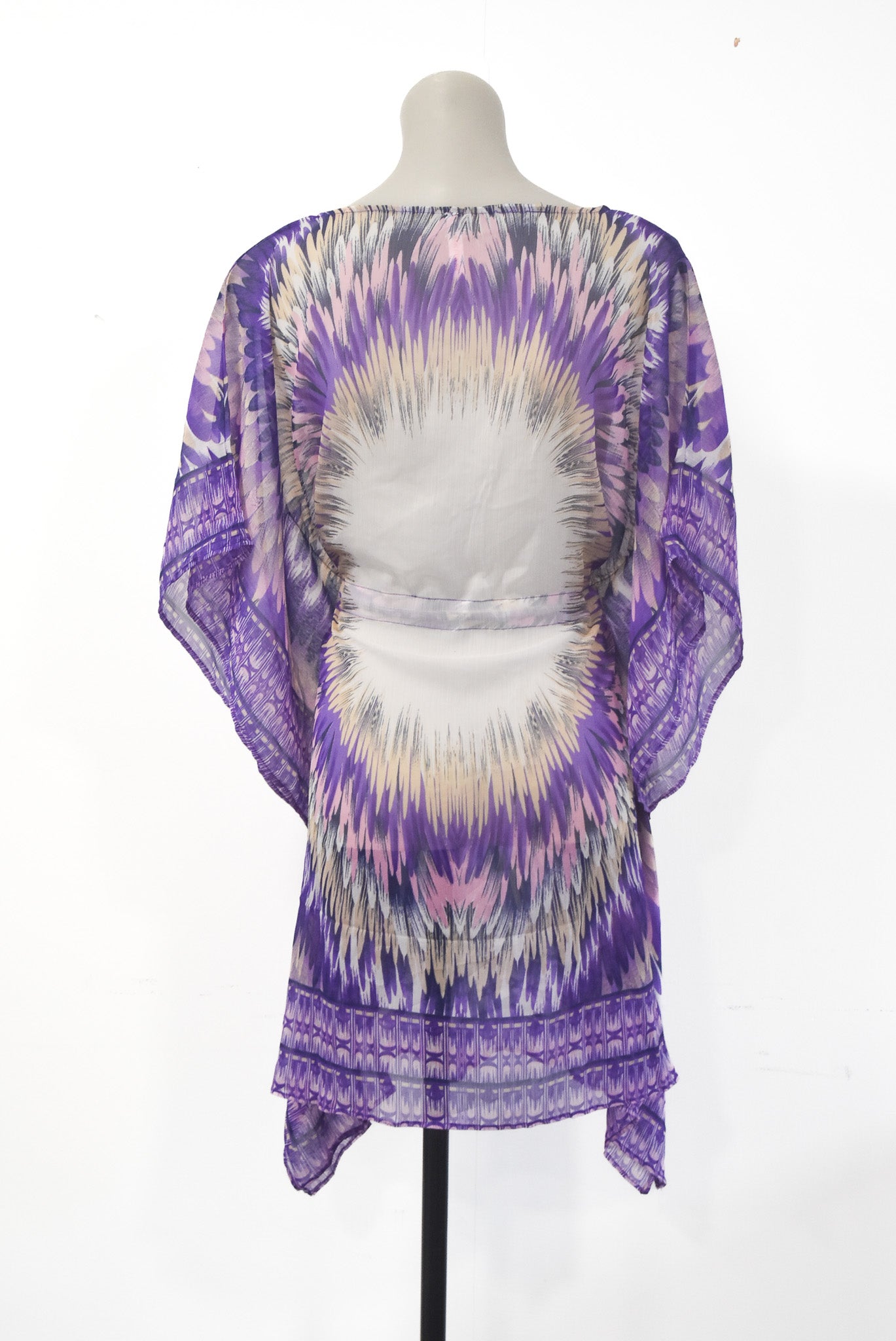 Shoreline Purple and white beachy cover up, L/XL