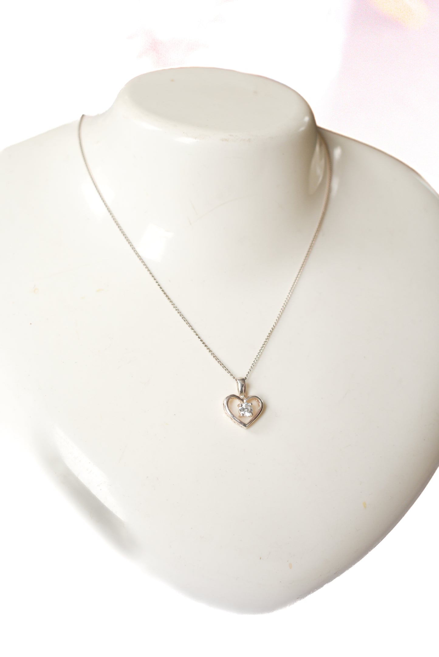 925 silver cubic zirconium classic heart necklace