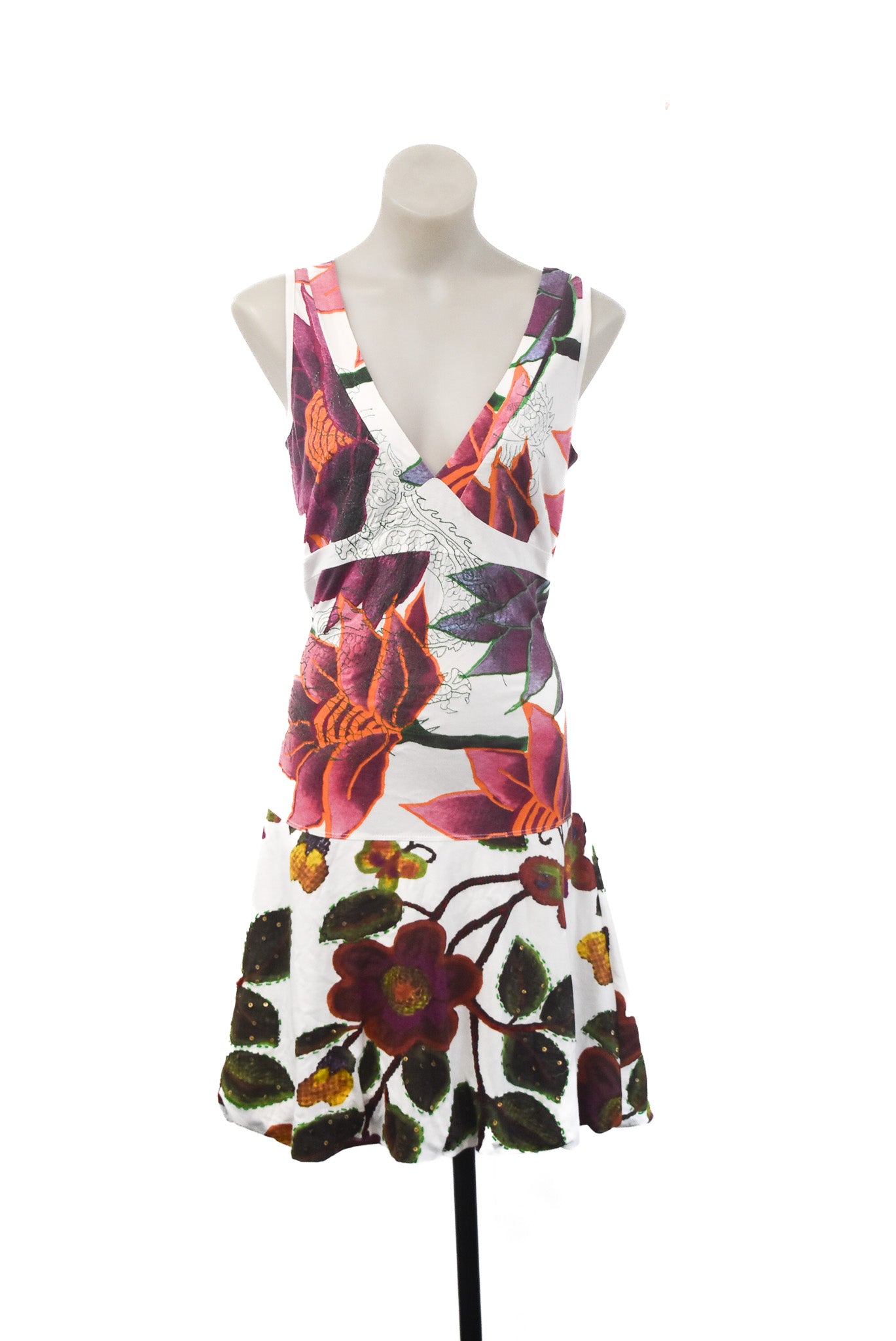 Desigual funky drop waist floral dress, XL