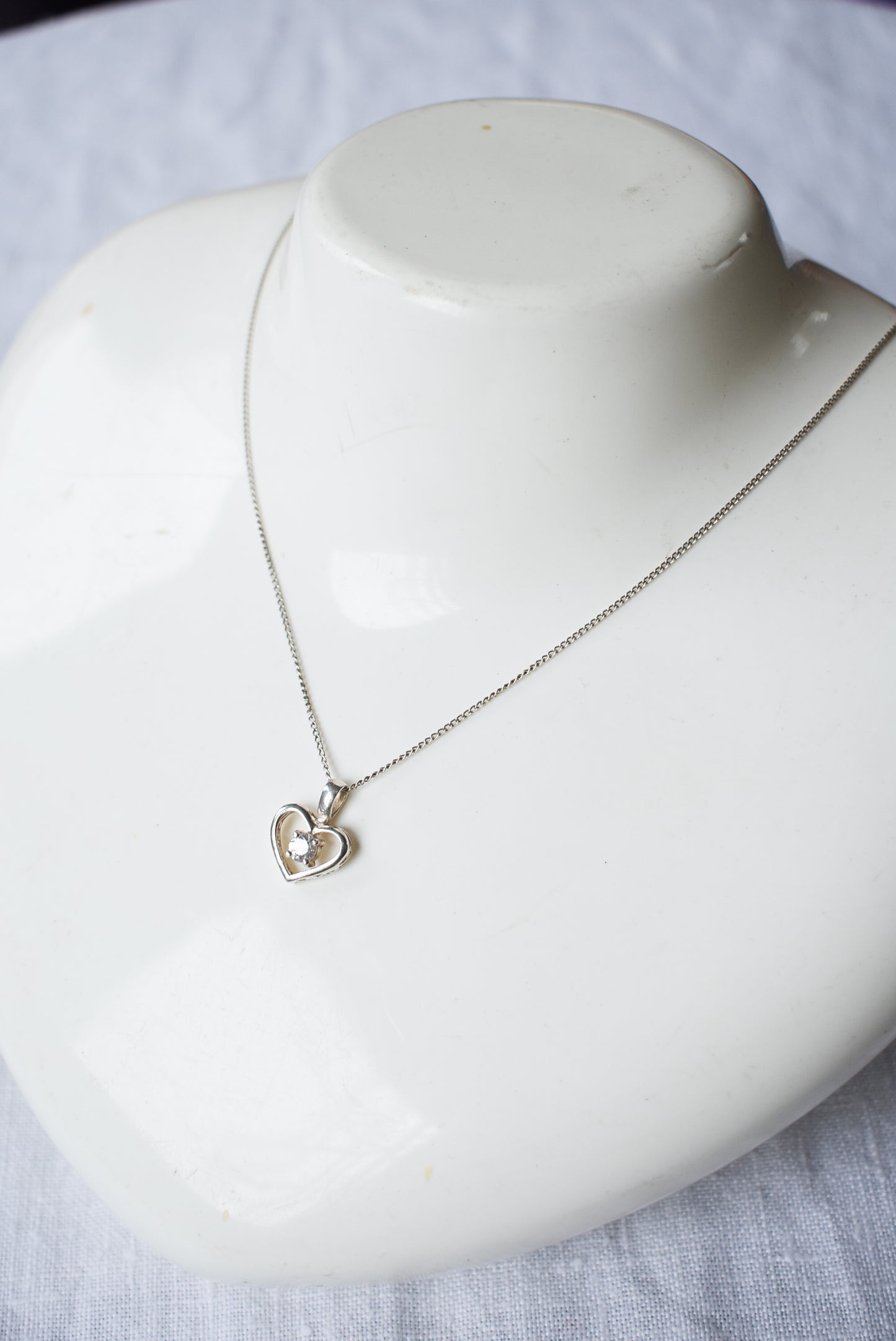 925 silver cubic zirconium classic heart necklace