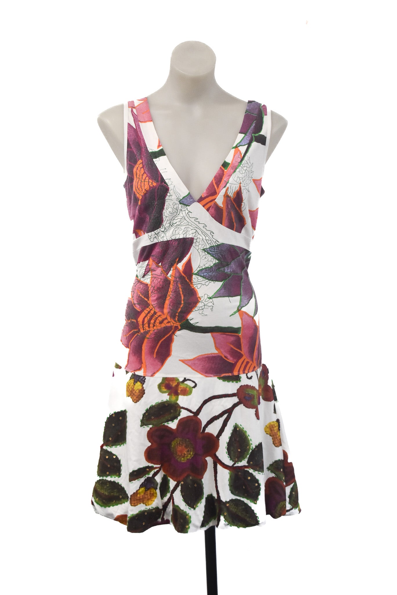 Desigual funky drop waist floral dress, XL