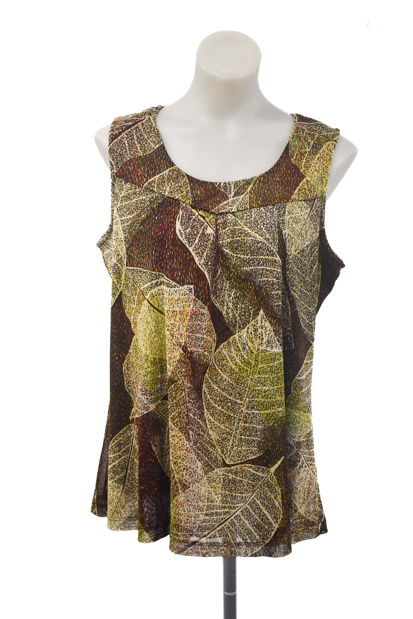 Ella J Black Label mesh leafy green blouse, L