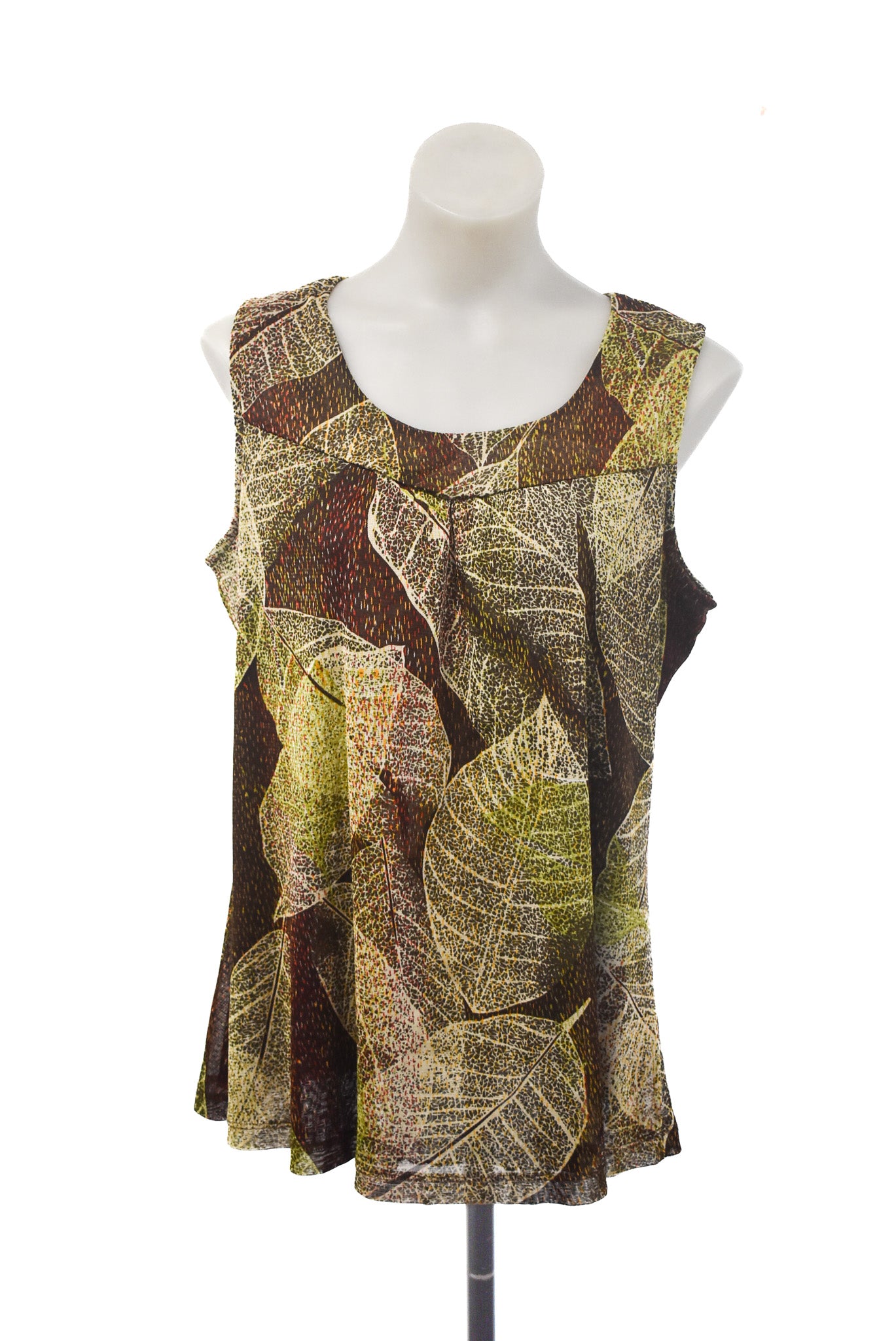 Ella J Black Label mesh leafy green blouse, L