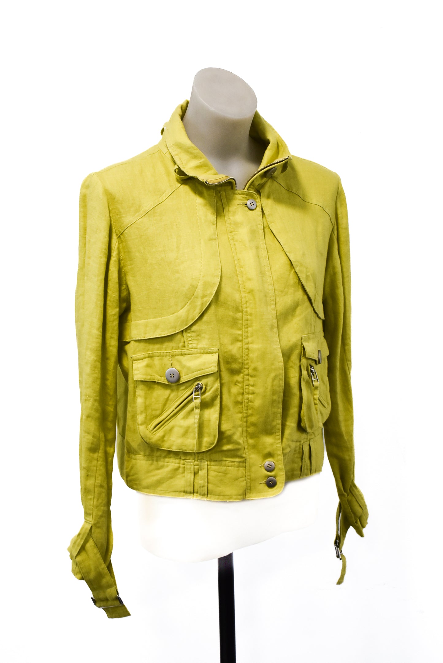 Demgirl lime green linen zip up jacket, 12