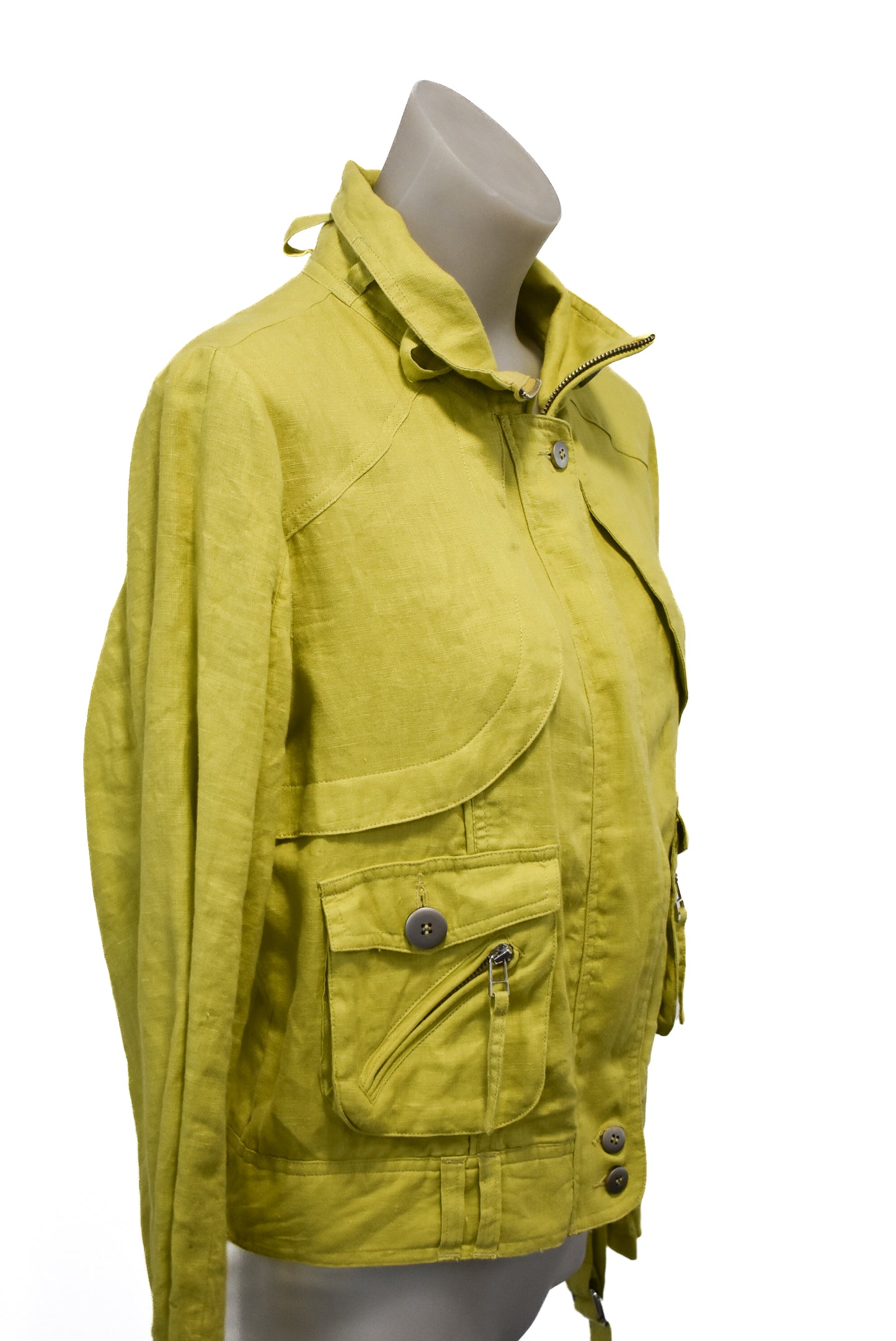 Demgirl lime green linen zip up jacket, 12