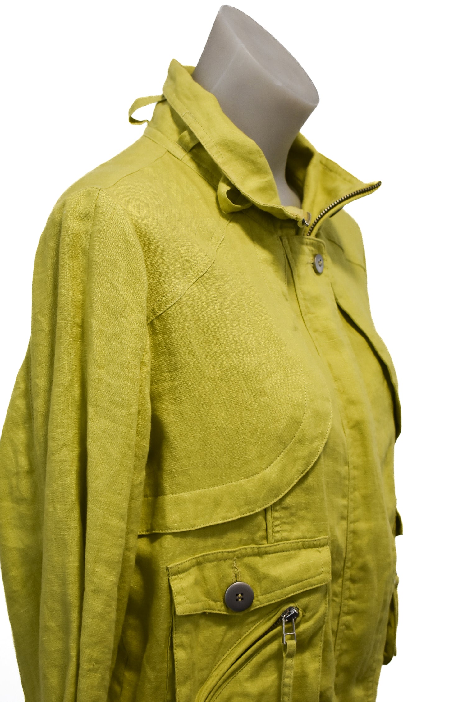 Demgirl lime green linen zip up jacket, 12