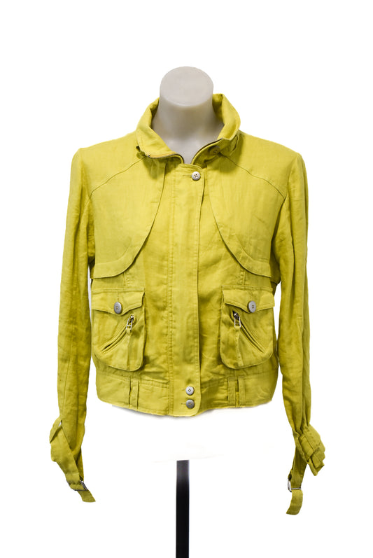 Demgirl lime green linen zip up jacket, 12