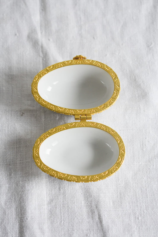 White + Gold egg trinket box