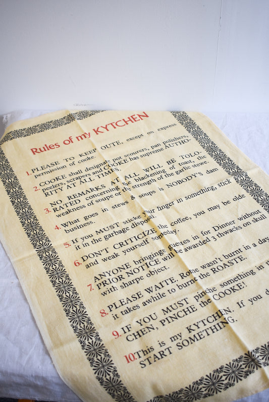 Rules of my Kytchen linen tea towel