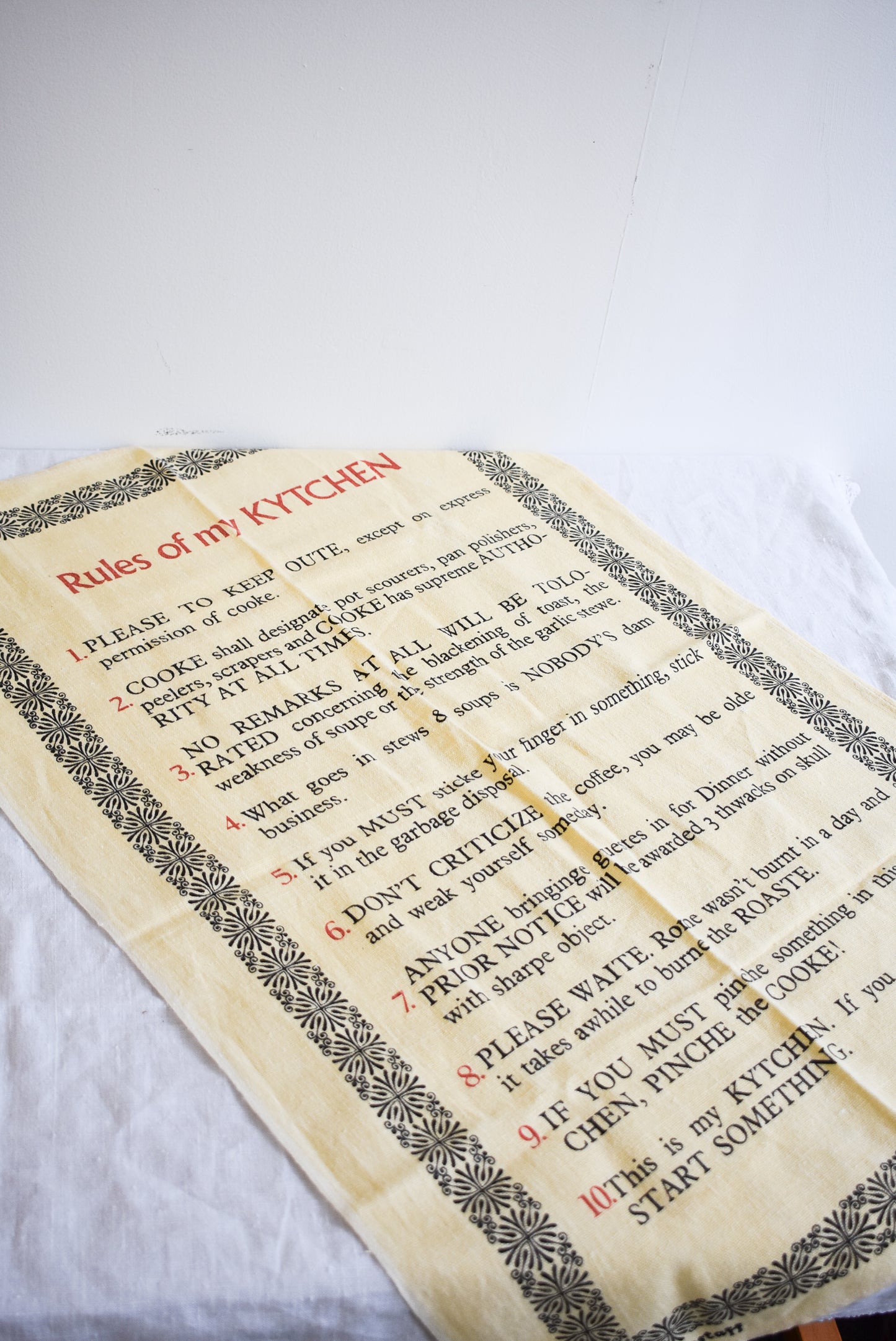 Rules of my Kytchen linen tea towel