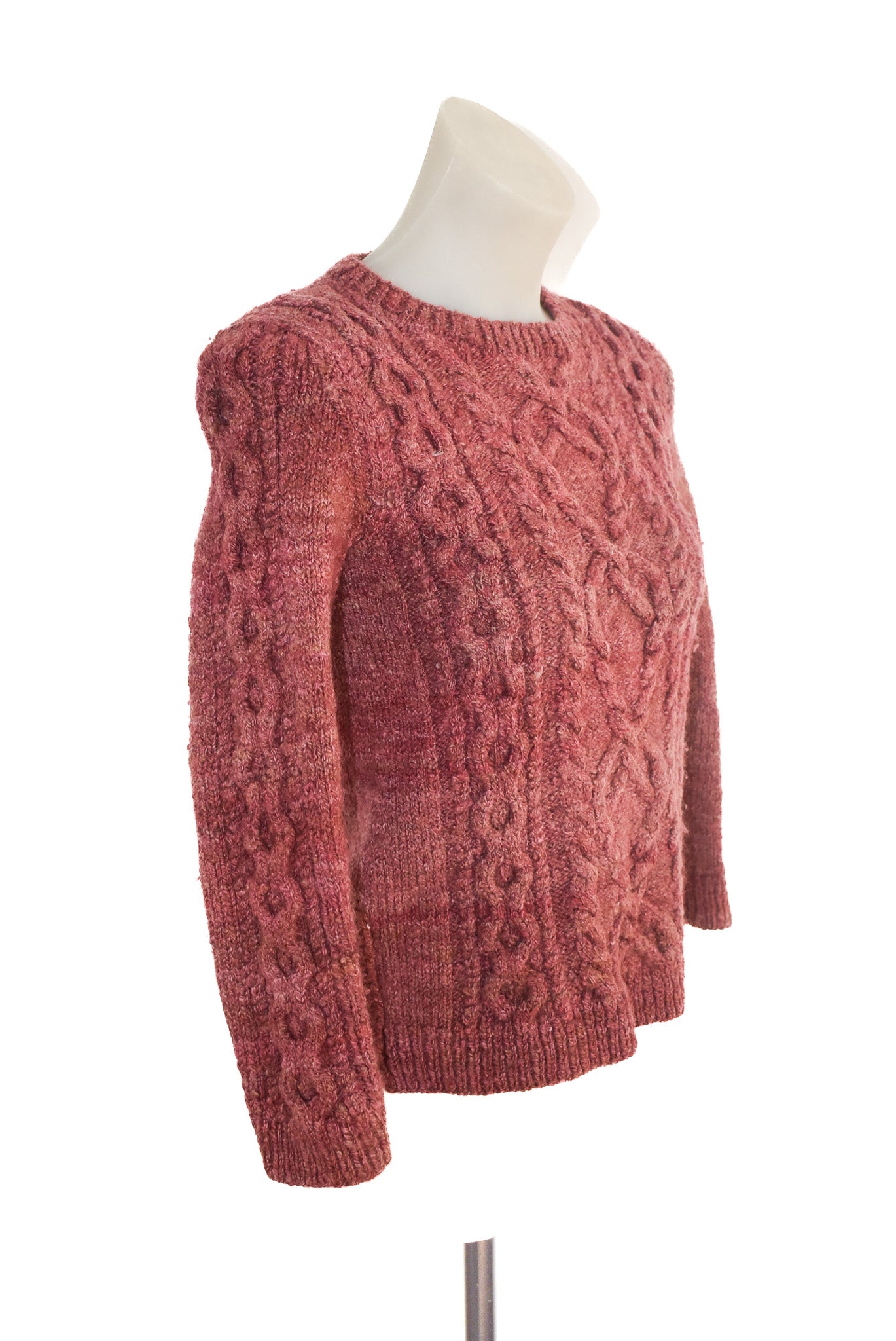 Handknit burgundy jumper, XXS