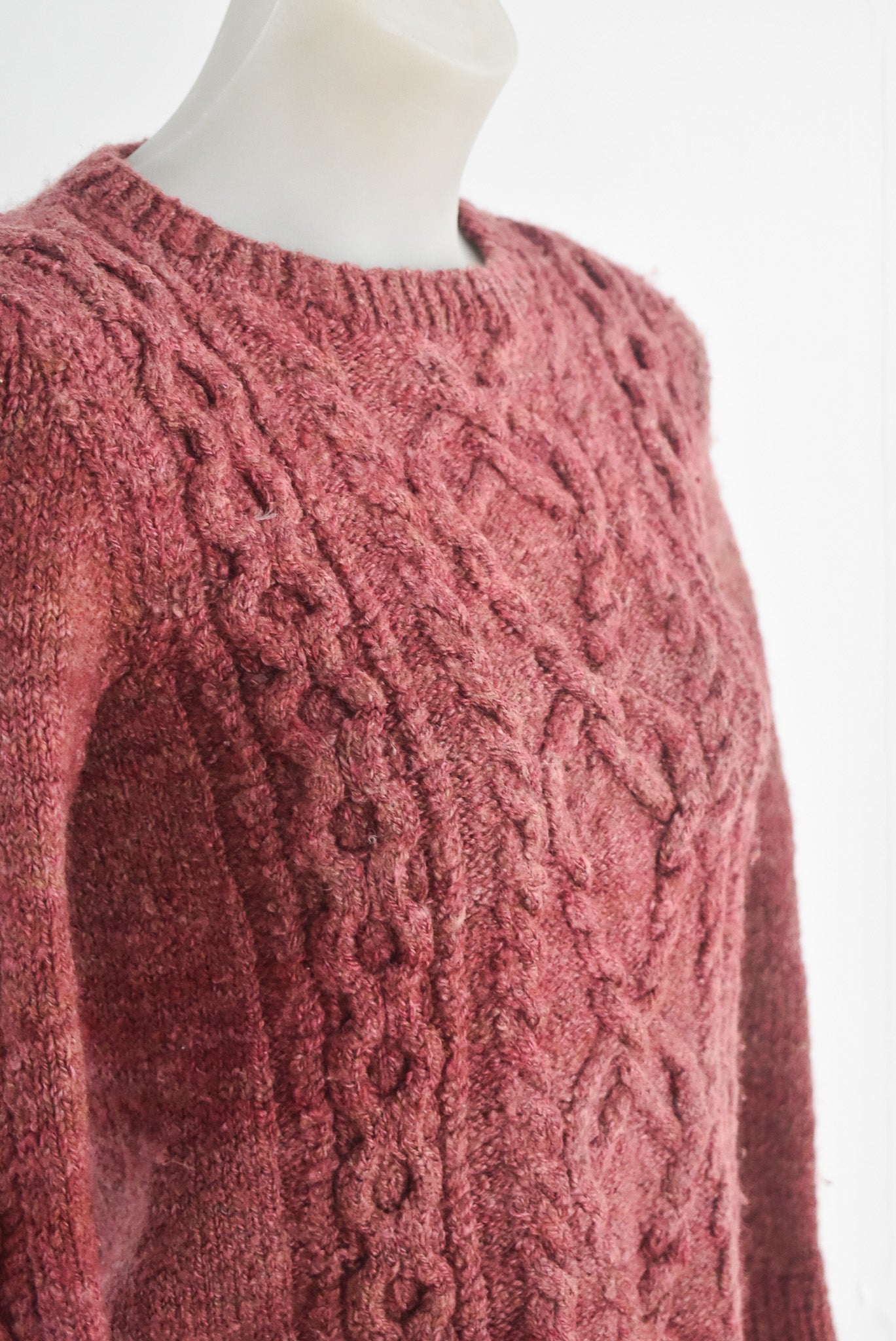 Handknit burgundy jumper, XXS