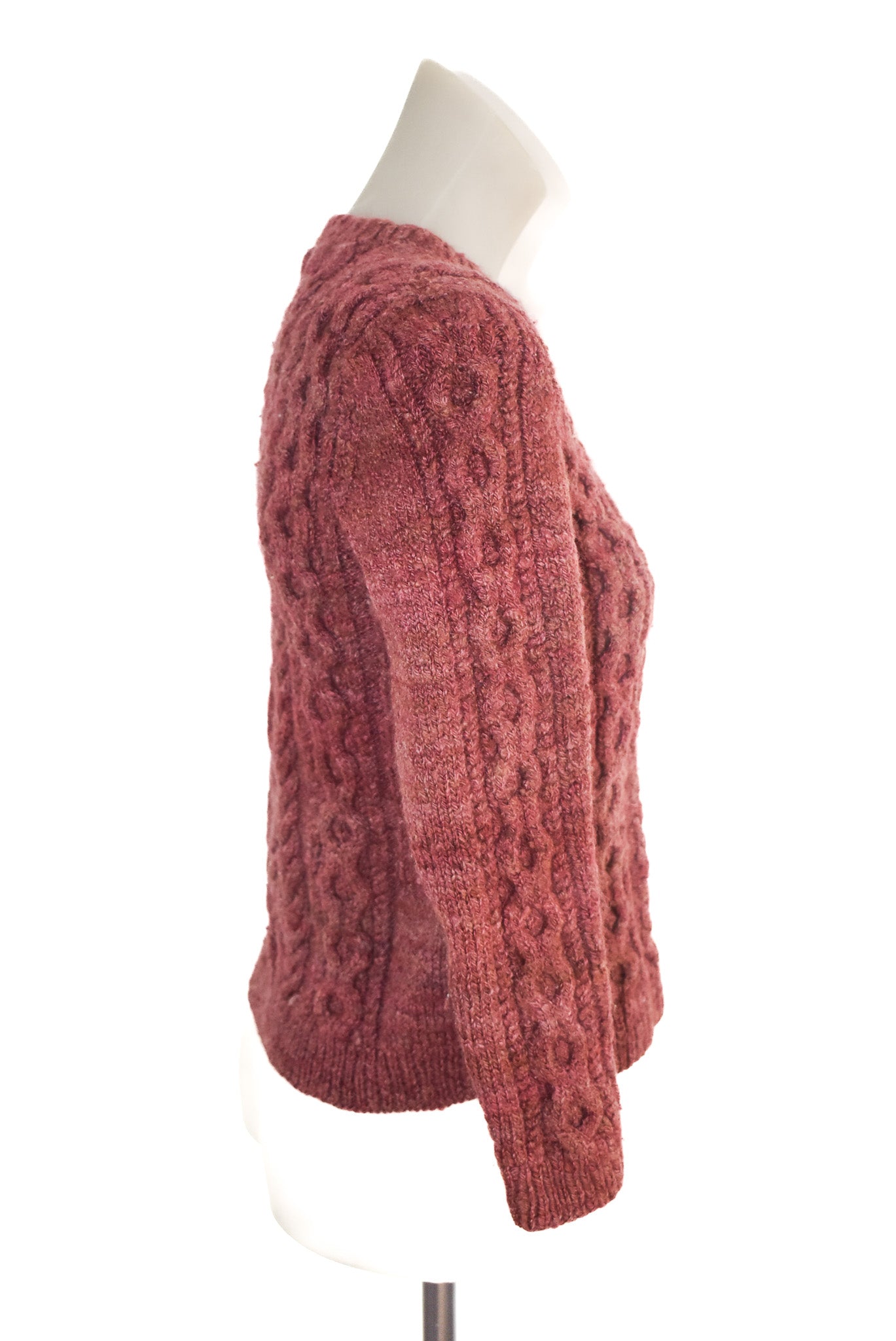 Handknit burgundy jumper, XXS