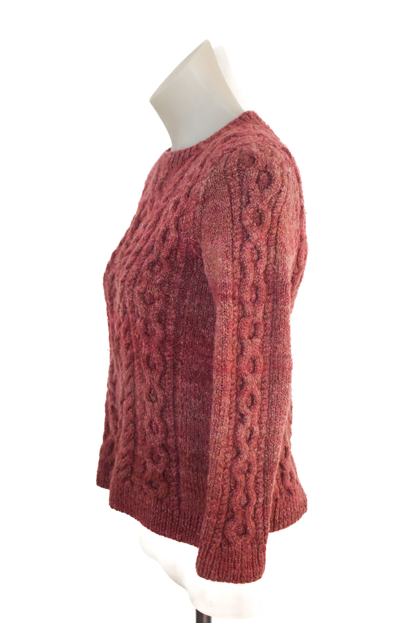 Handknit burgundy jumper, XXS