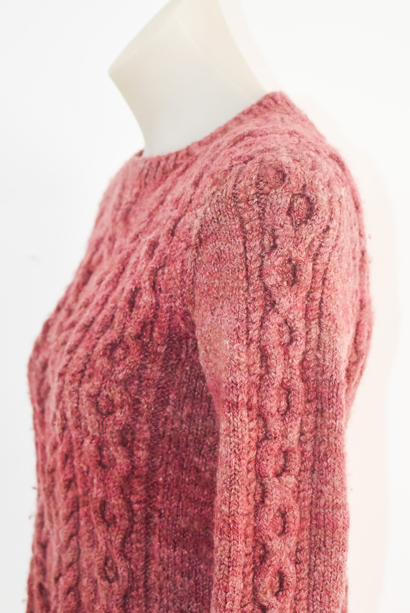 Handknit burgundy jumper, XXS