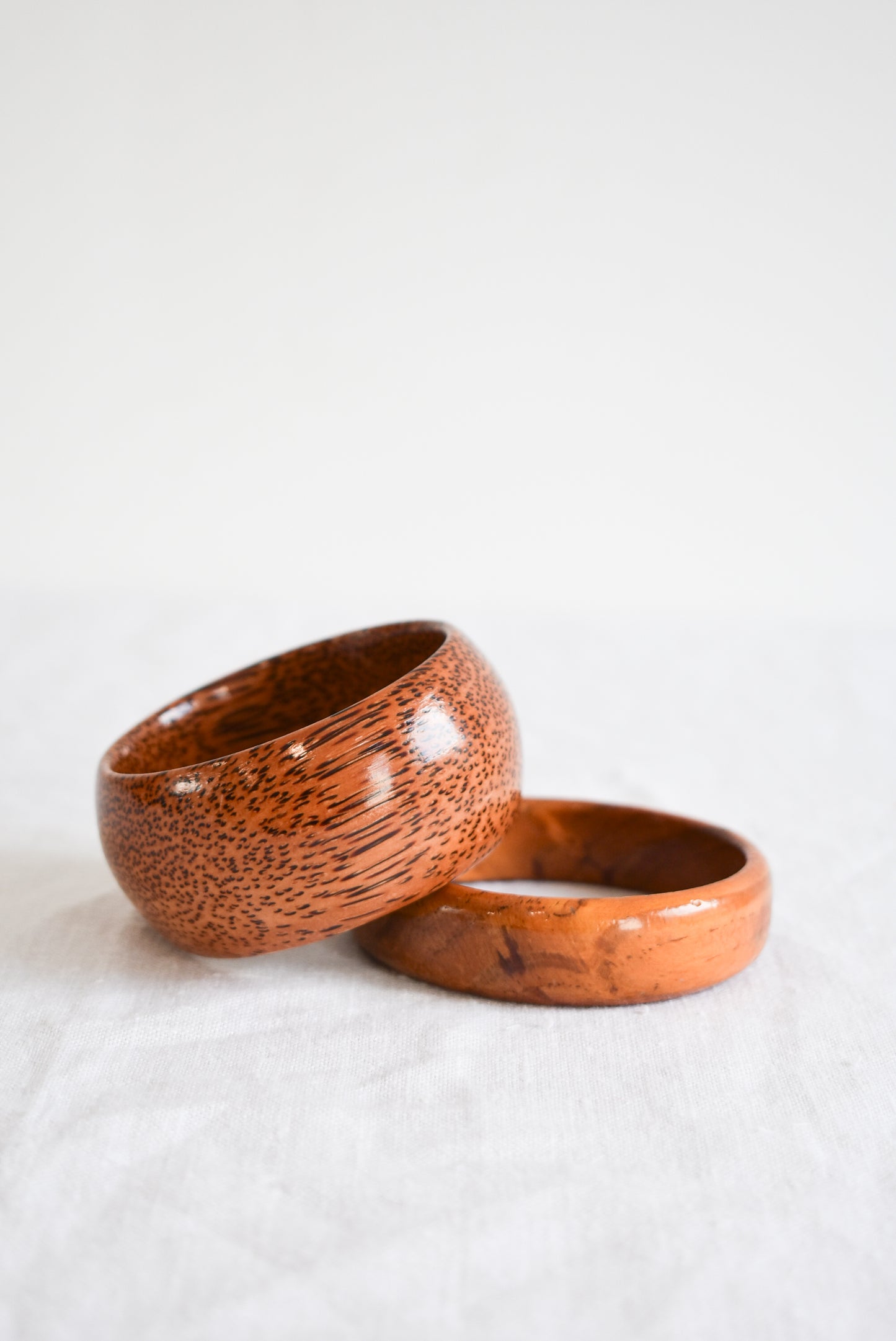 Retro chunky wooden bangle set