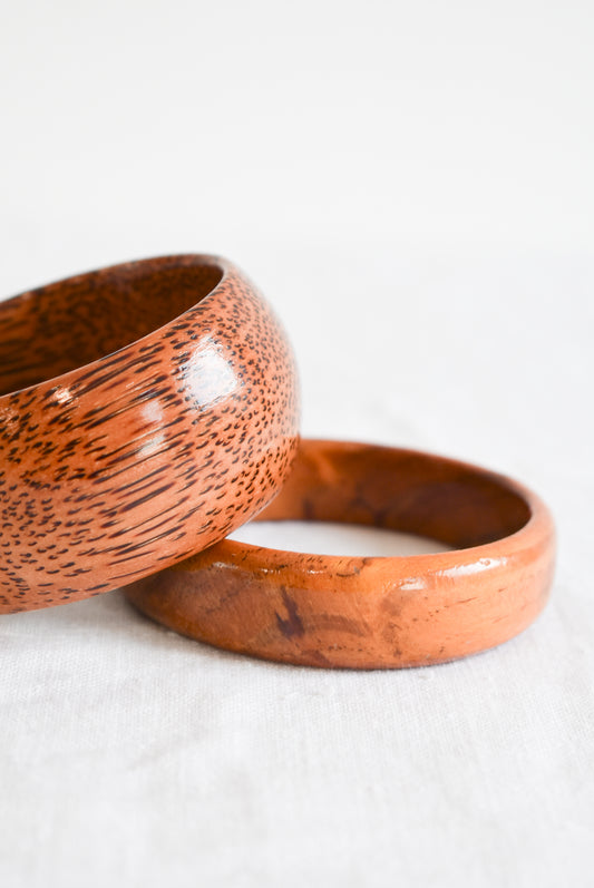 Retro chunky wooden bangle set