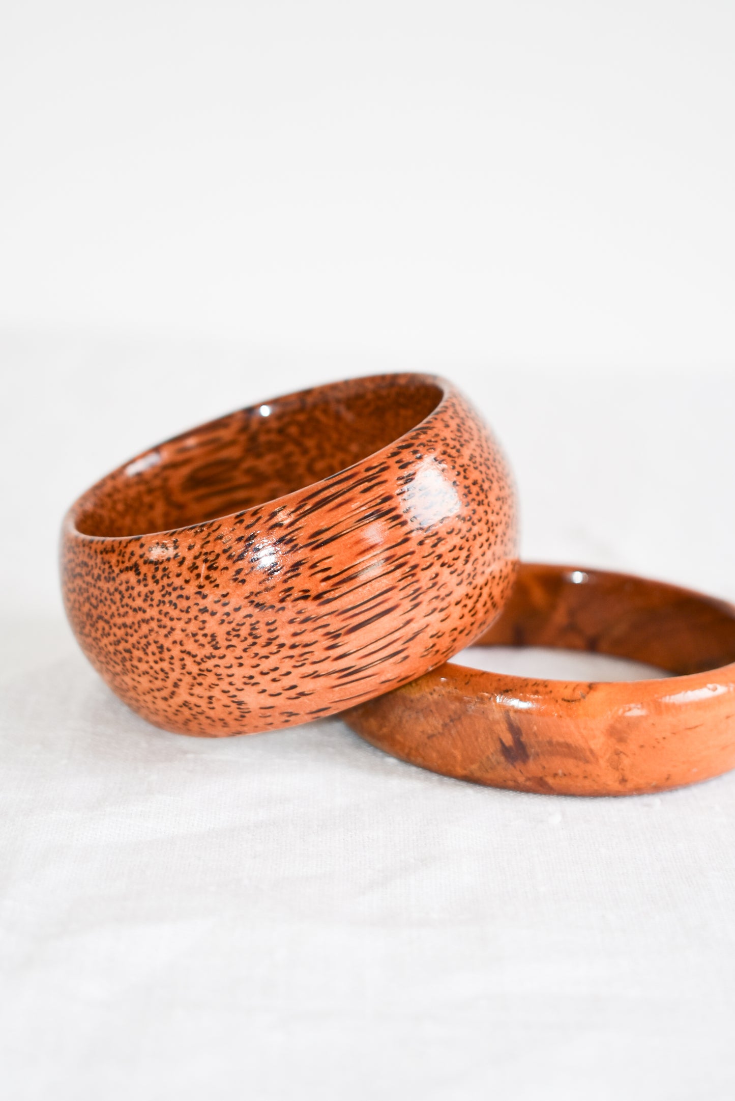 Retro chunky wooden bangle set