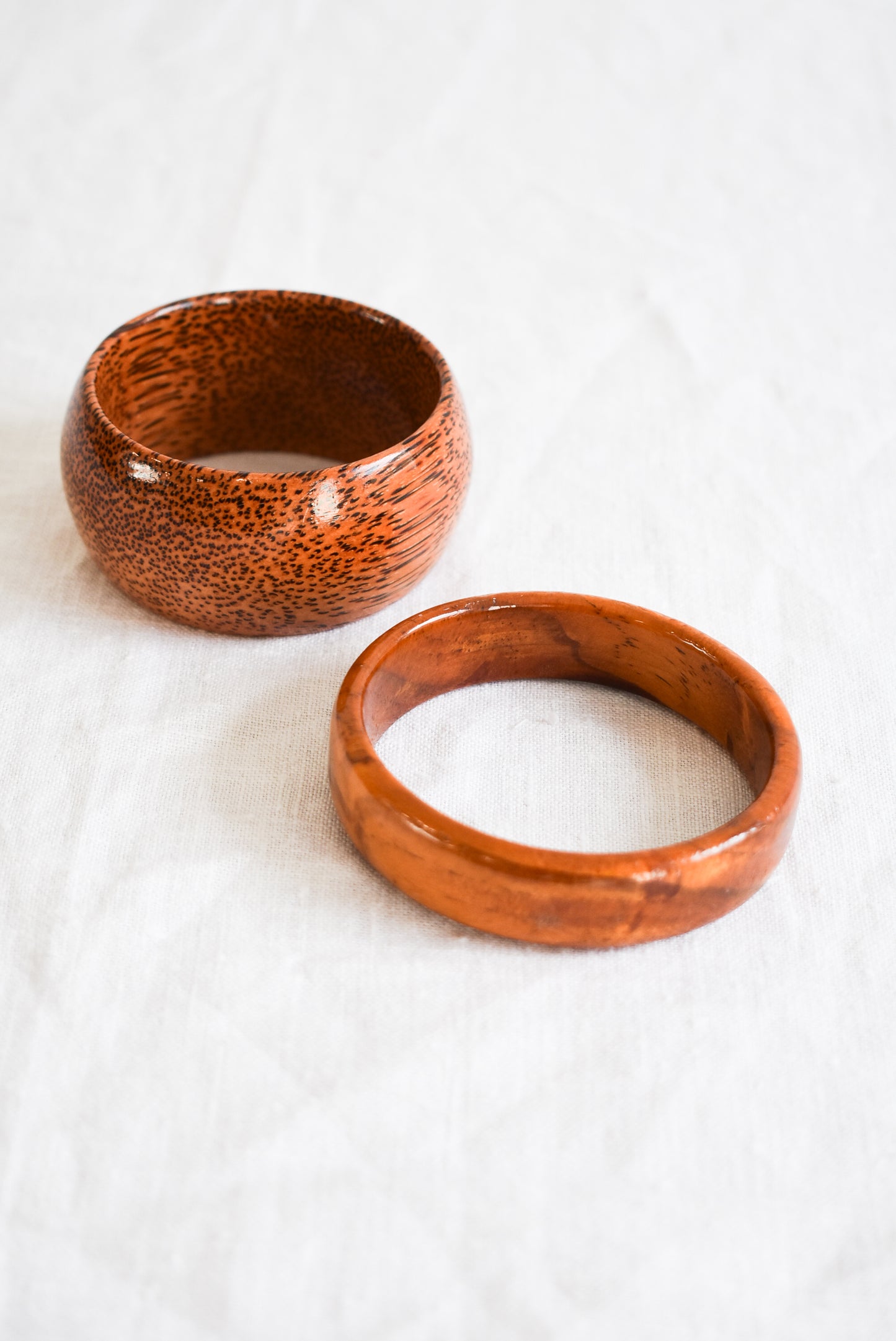 Retro chunky wooden bangle set