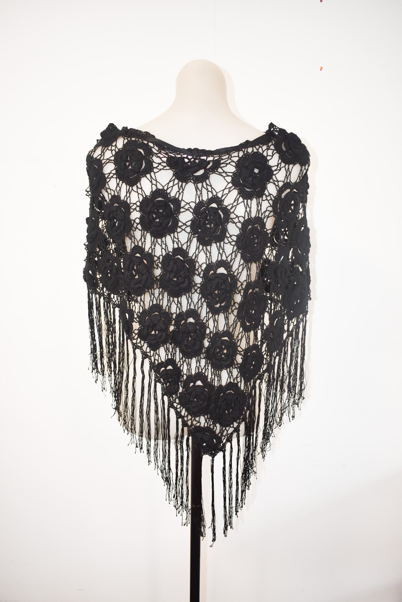 Bistou tasseled lacey shawl, OSFM