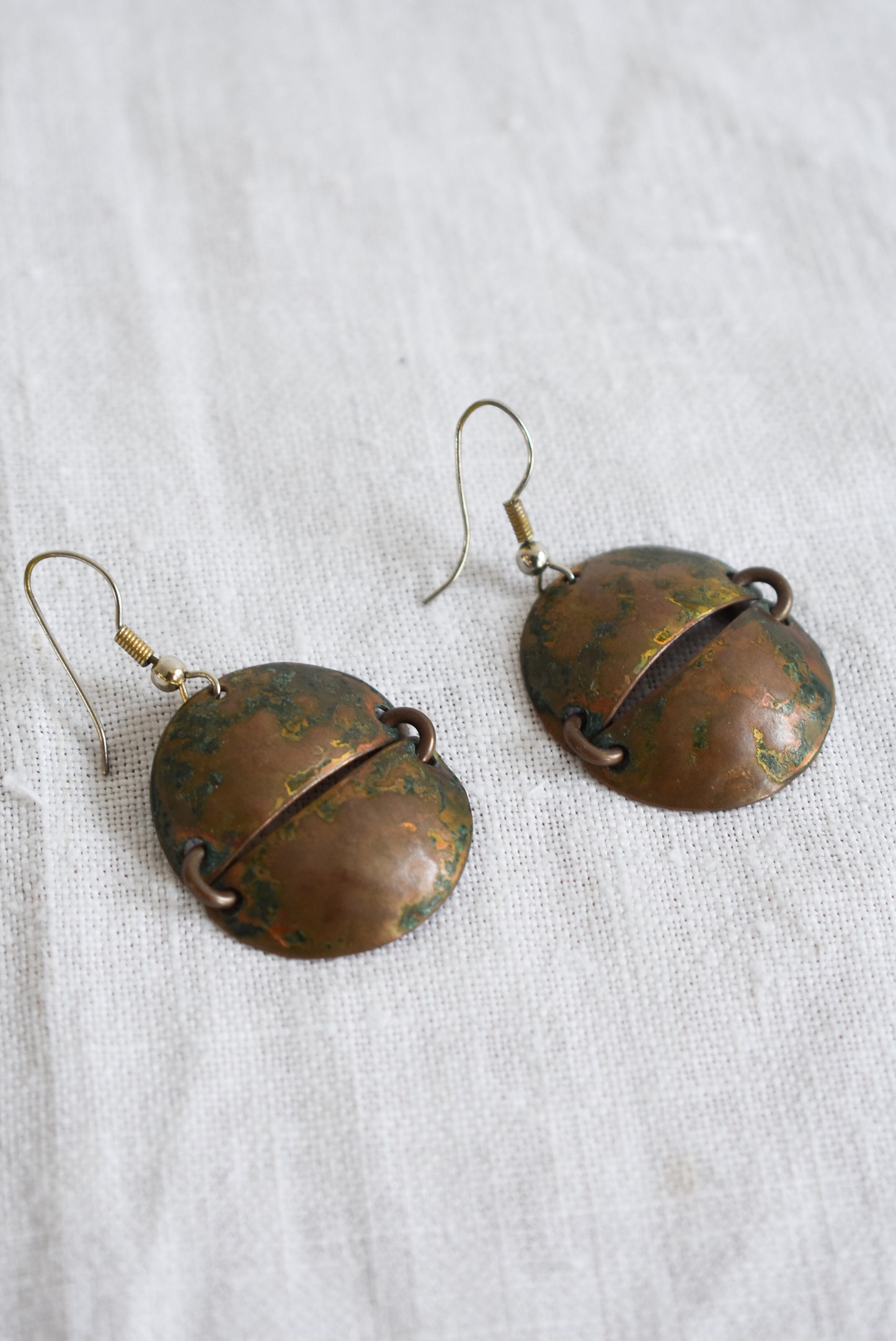 Funky copper dangly earrings