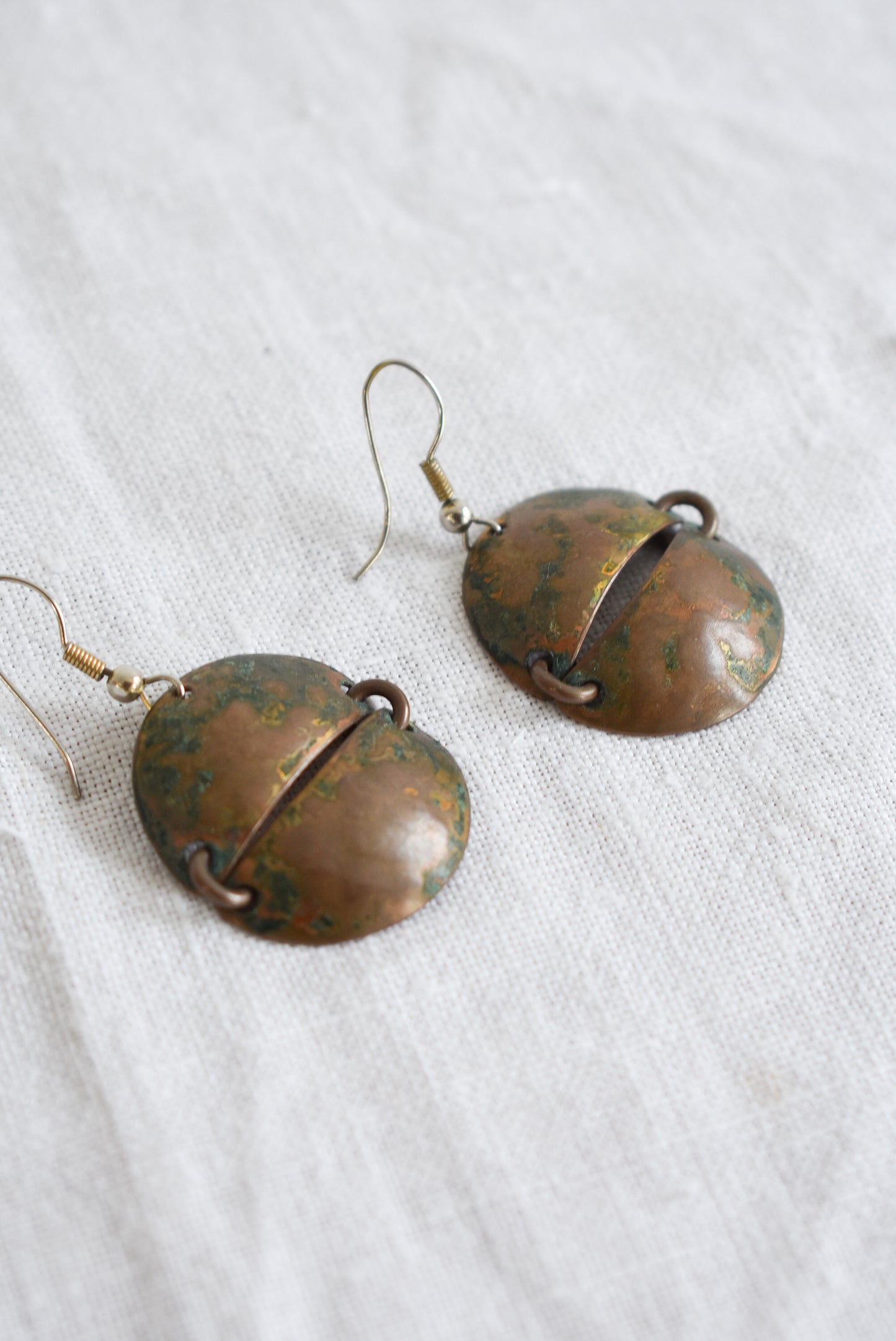 Funky copper dangly earrings