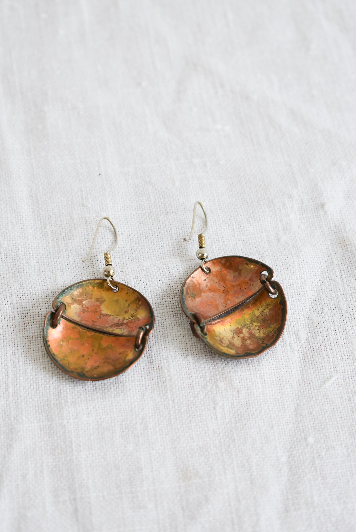 Funky copper dangly earrings