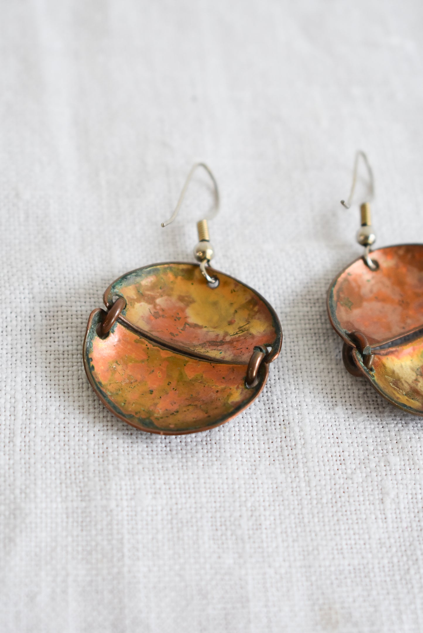 Funky copper dangly earrings