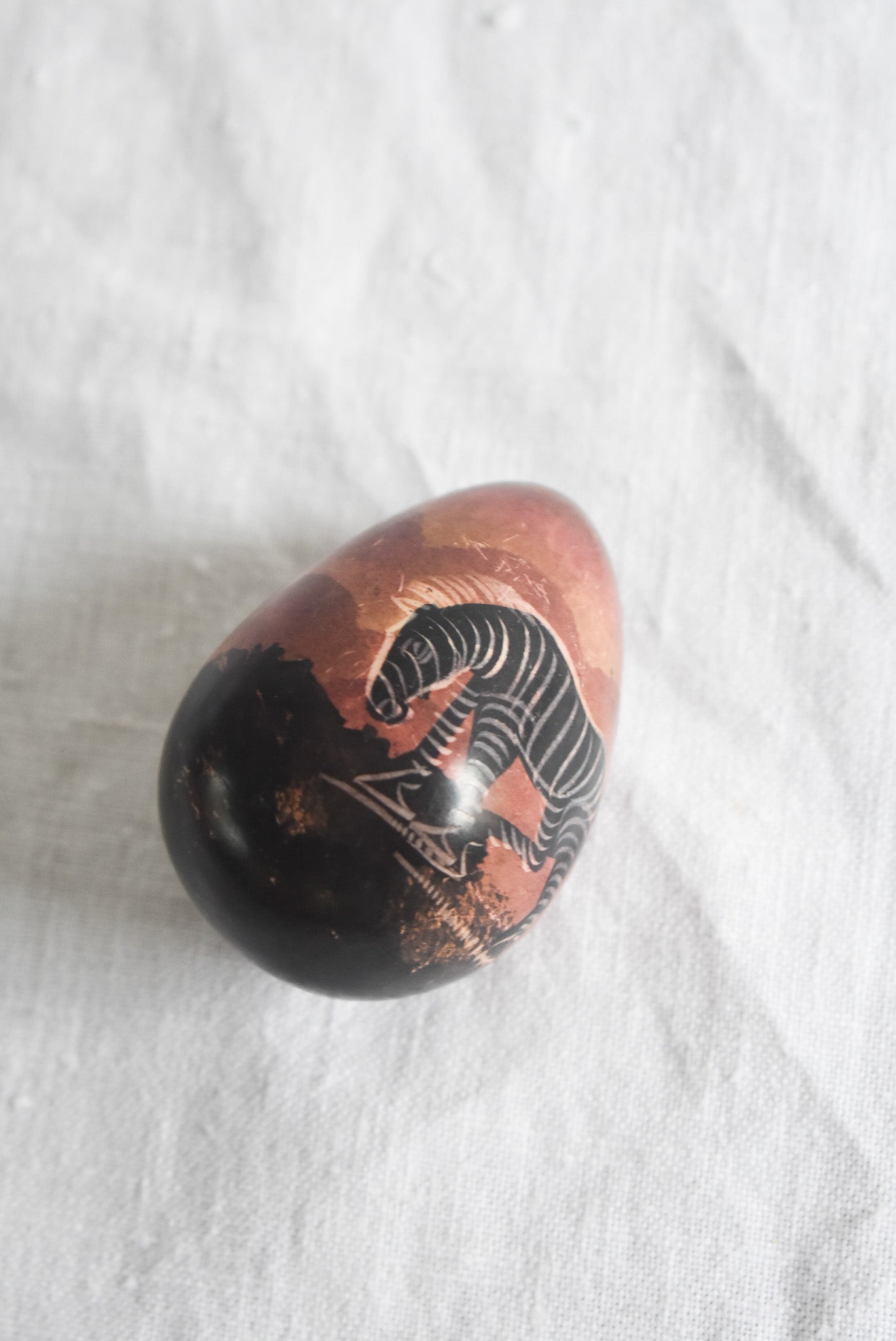 Safari hand carved stone egg