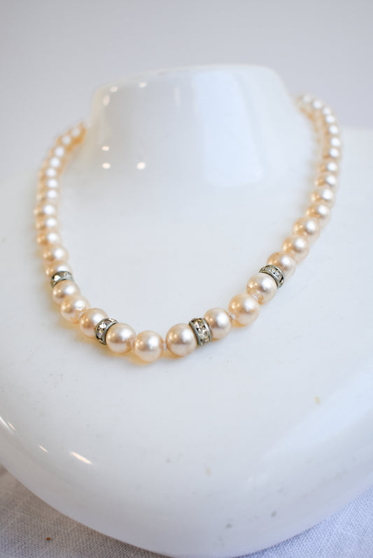 Vintage faux pearl choker with sparkly charms