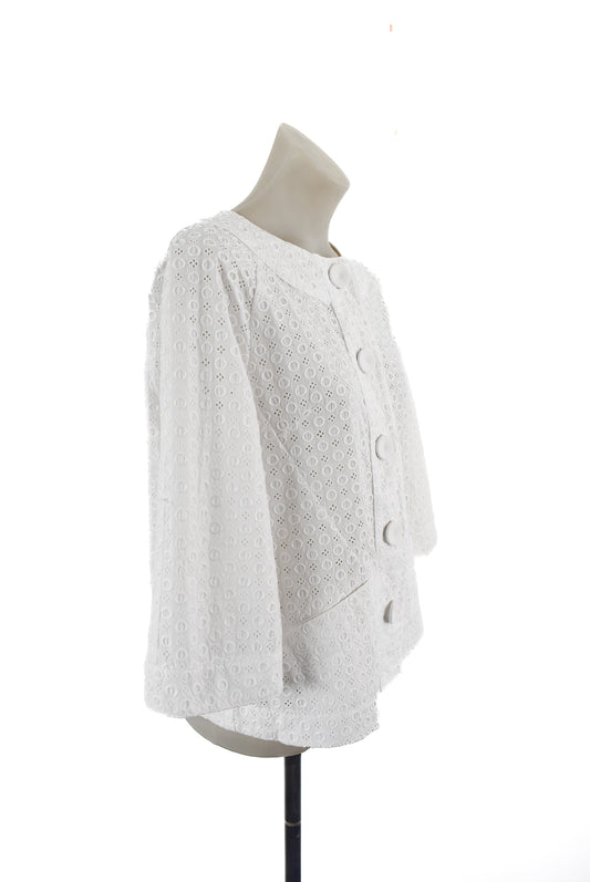 Angela Lewis NZ Made white lace embroidered cotton Jacket, 12