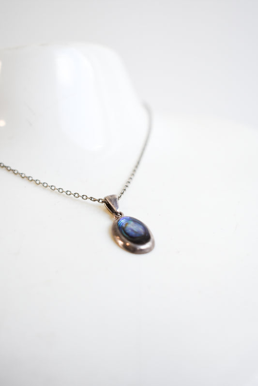 925 Silver paua oval necklace