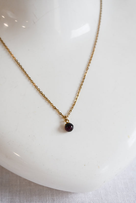 Dainty burgundy bead necklace