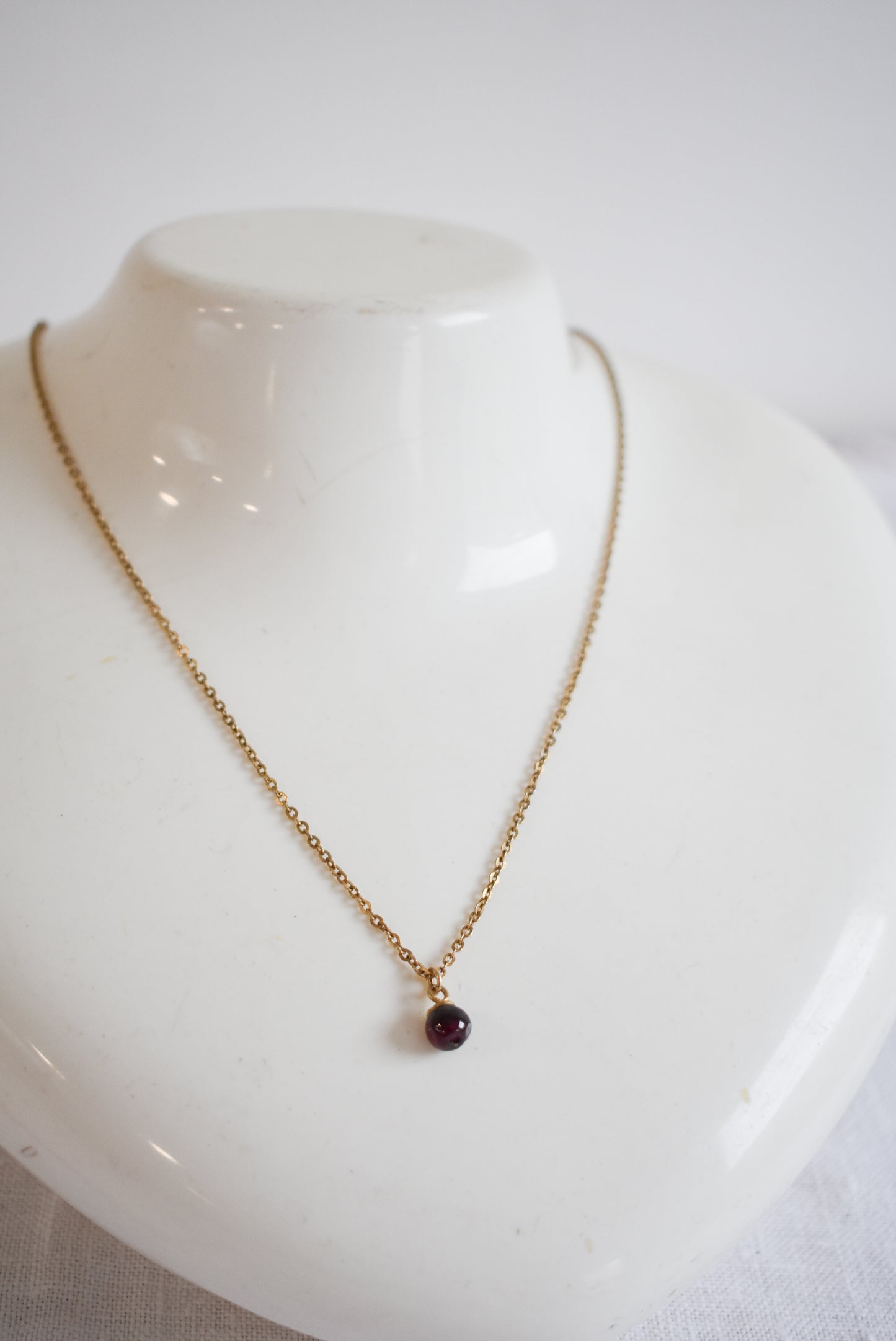 Dainty burgundy bead necklace