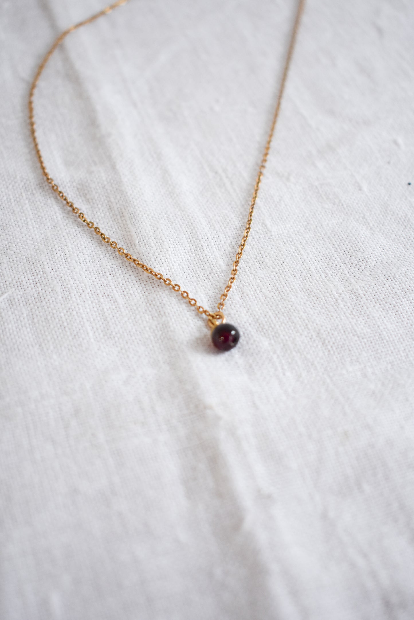 Dainty burgundy bead necklace