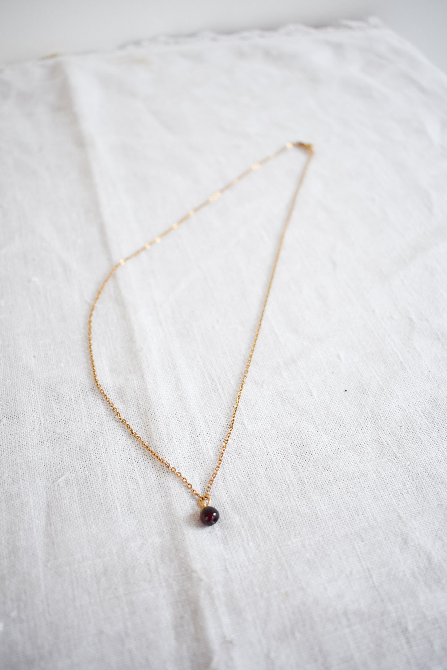 Dainty burgundy bead necklace