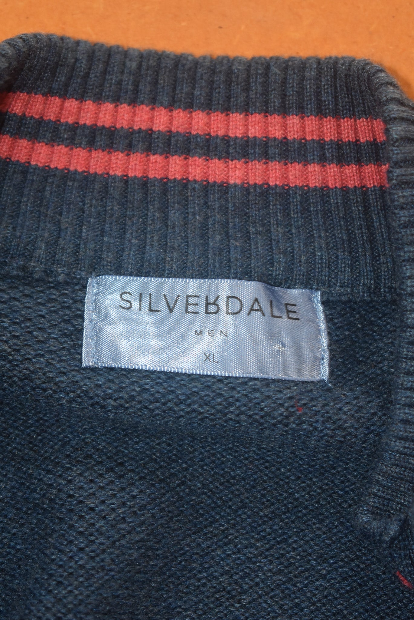 Silverdale navy knitted zip-up jumper, XL