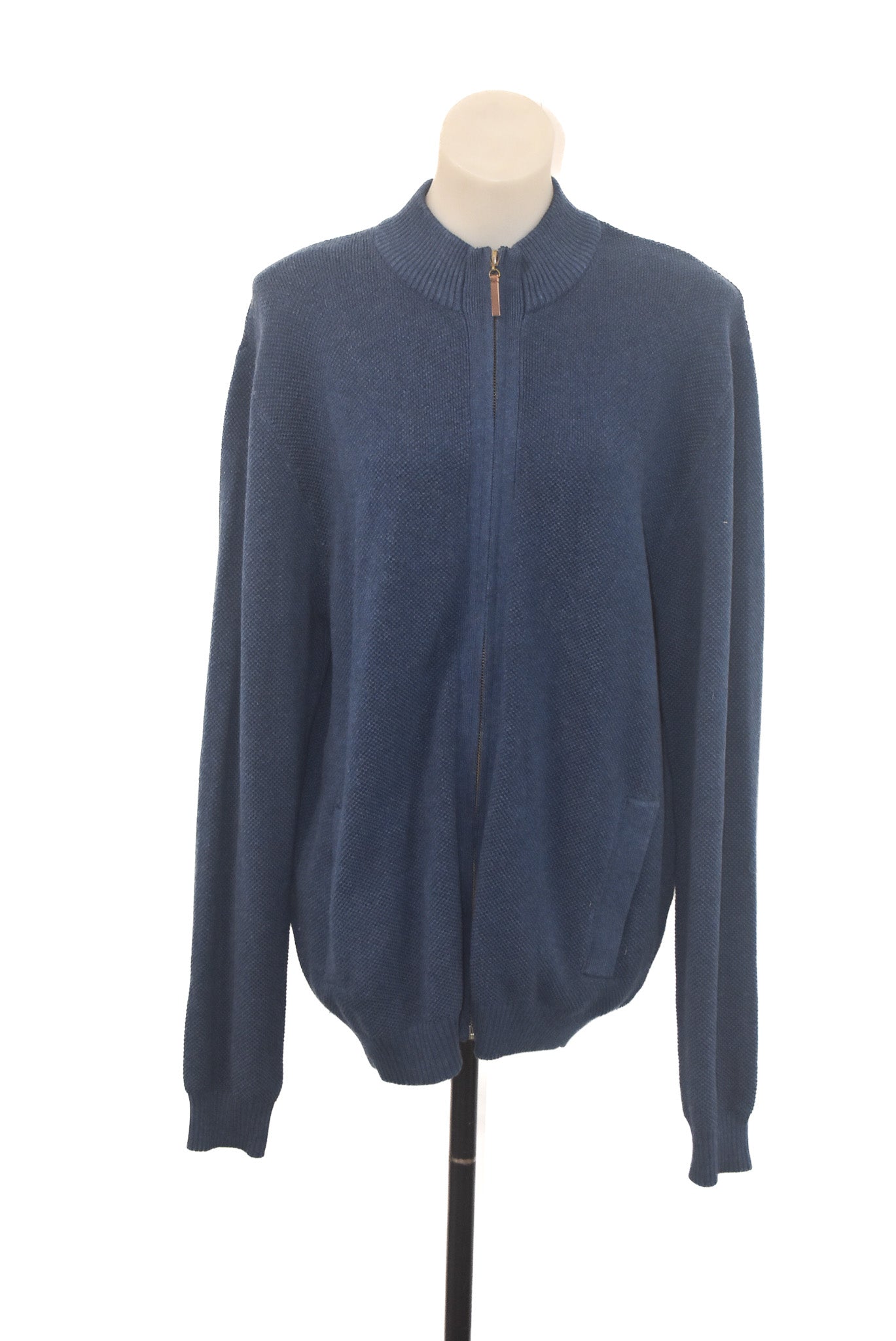 Silverdale navy knitted zip-up jumper, XL