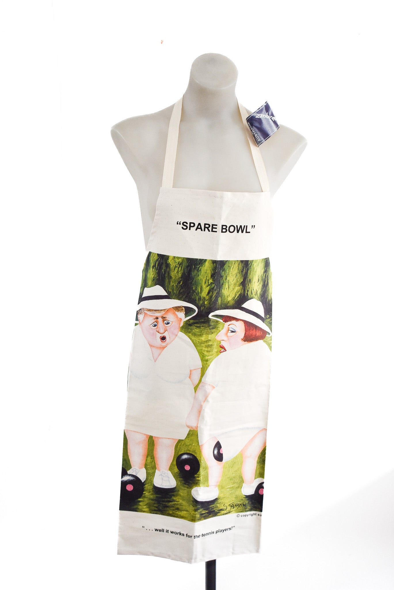 Hilarious lawn bowls apron, new with tags