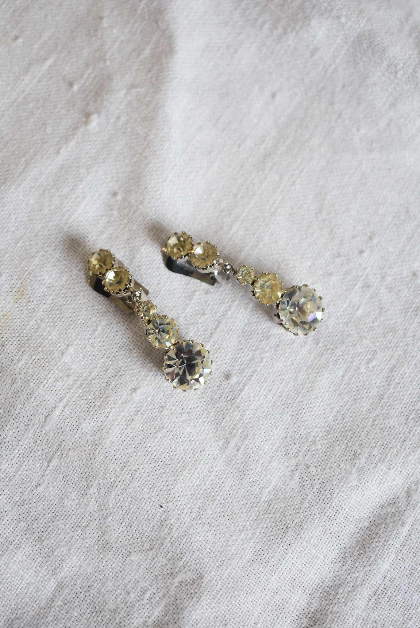 Vintage five rhinestone clip-on earrings