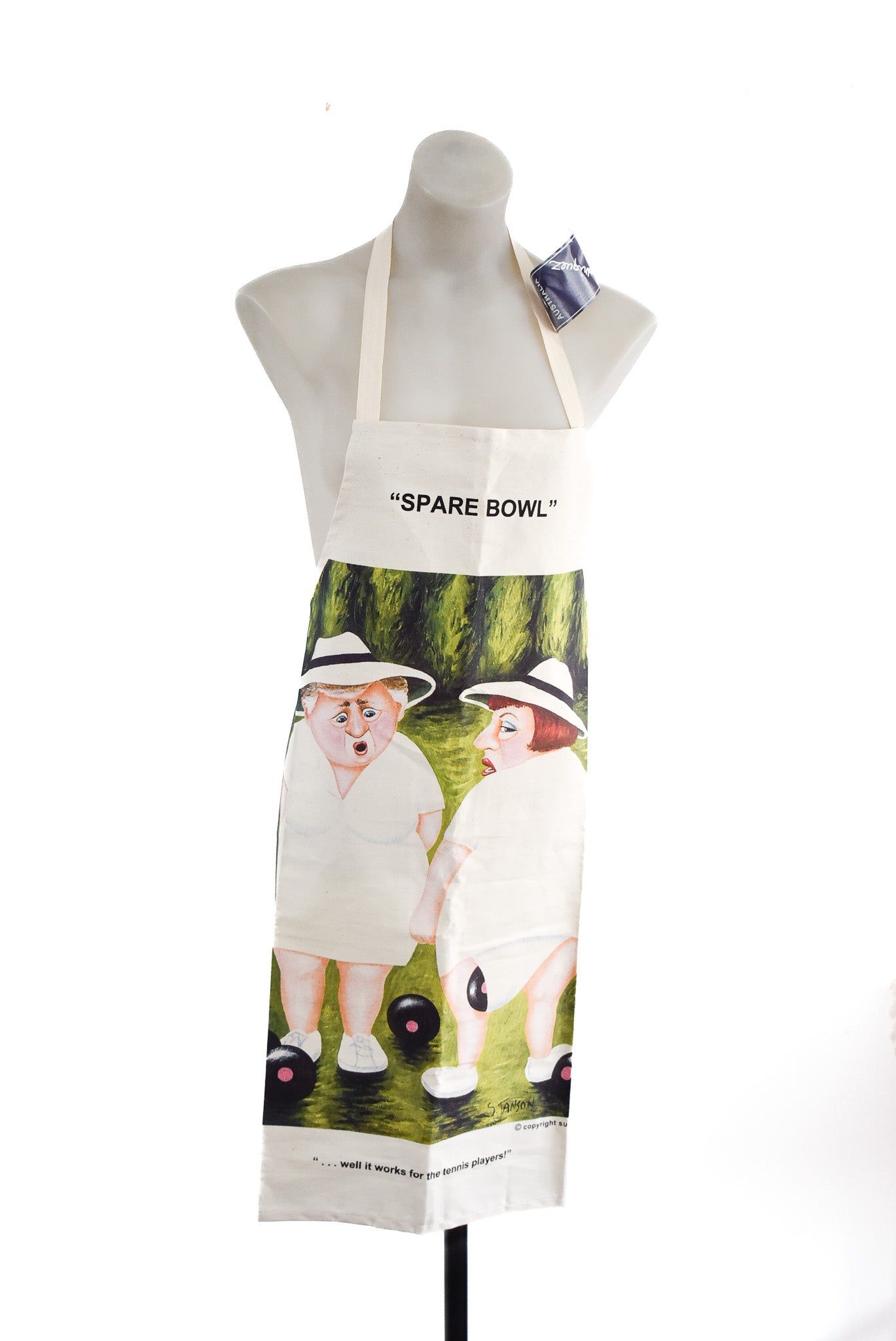 Hilarious lawn bowls apron, new with tags