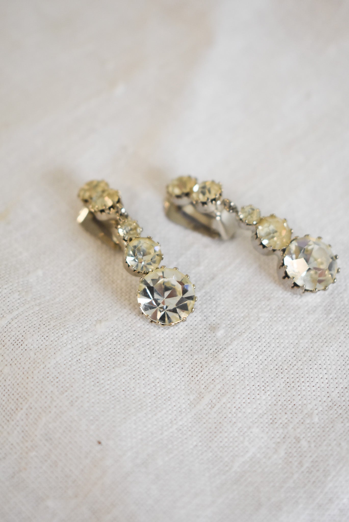 Vintage five rhinestone clip-on earrings