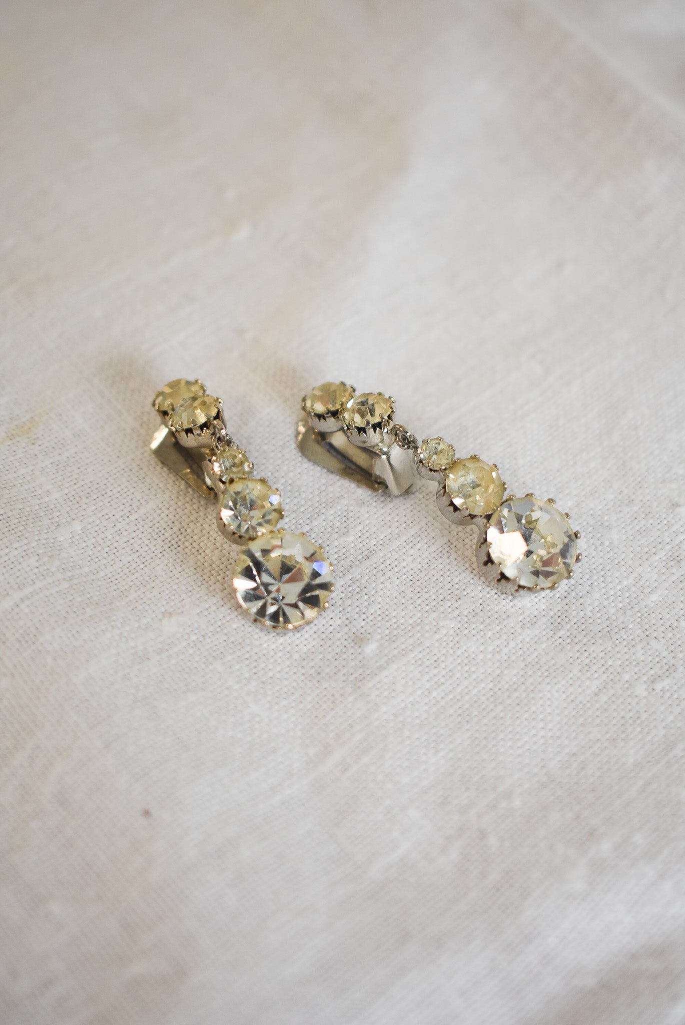 Vintage five rhinestone clip-on earrings