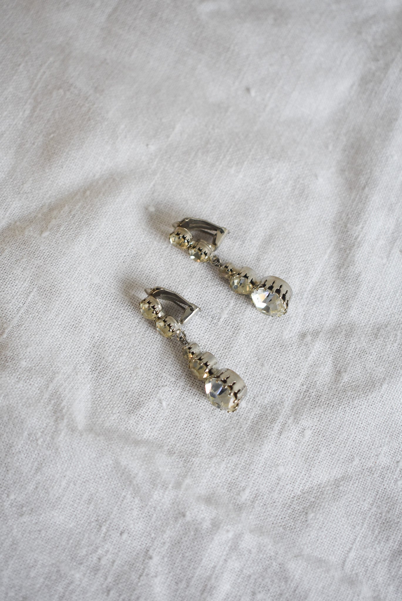 Vintage five rhinestone clip-on earrings