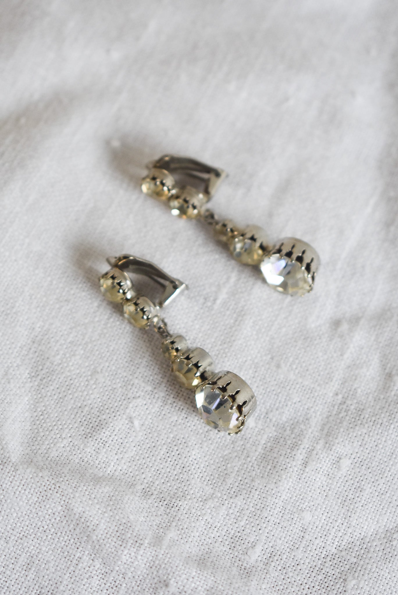 Vintage five rhinestone clip-on earrings