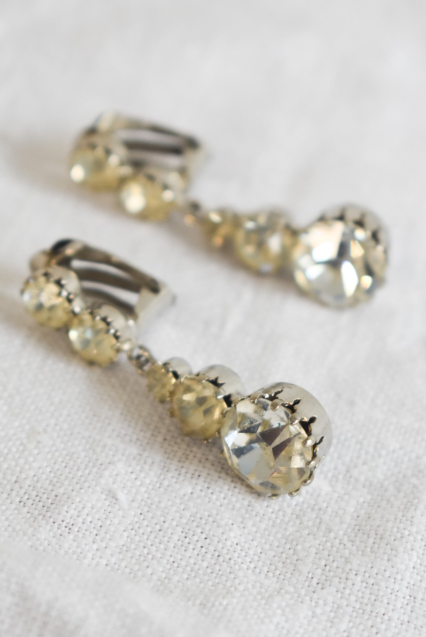 Vintage five rhinestone clip-on earrings