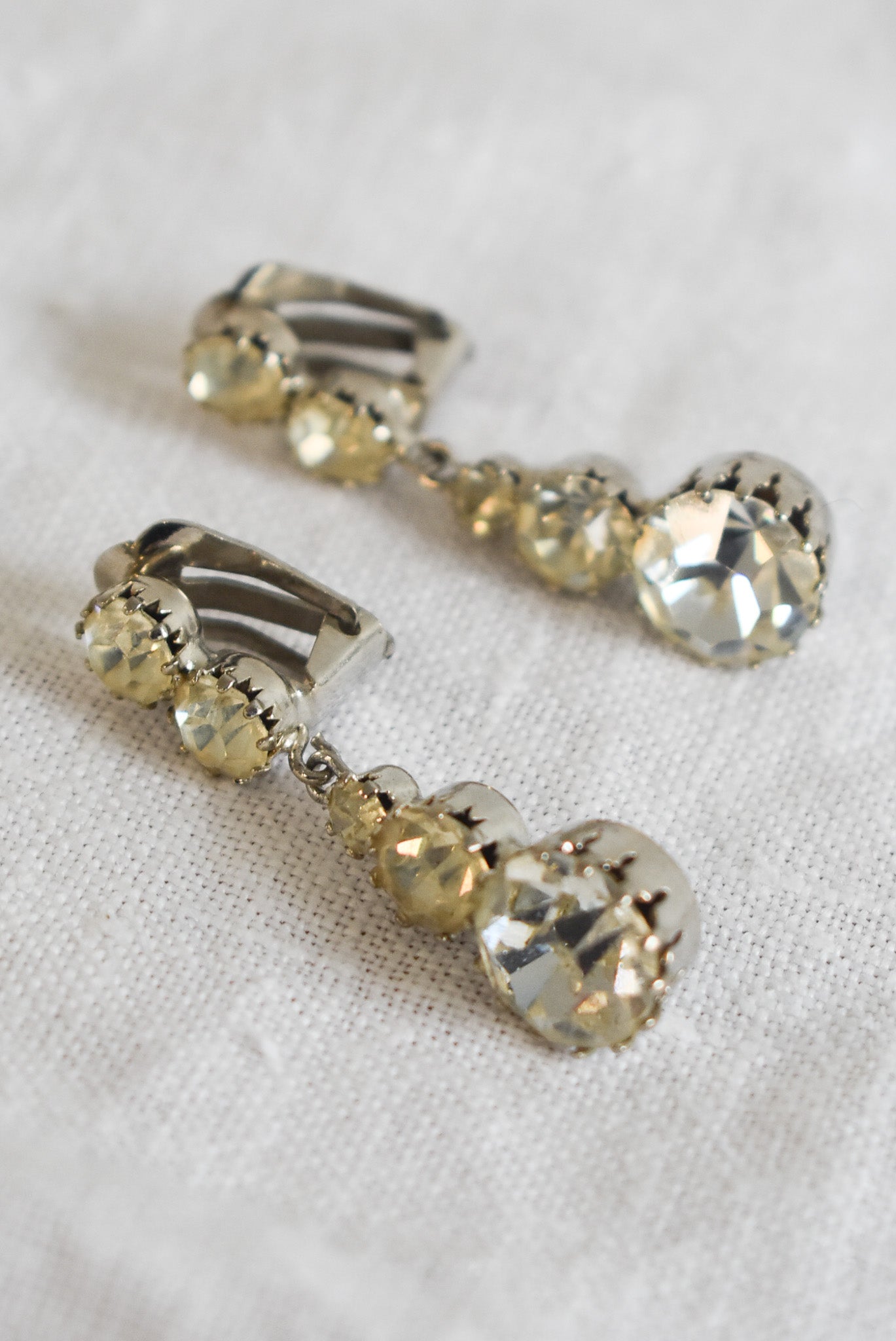 Vintage five rhinestone clip-on earrings