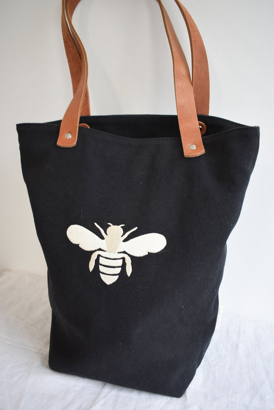 Apple & Bee hemp canvas tote bag