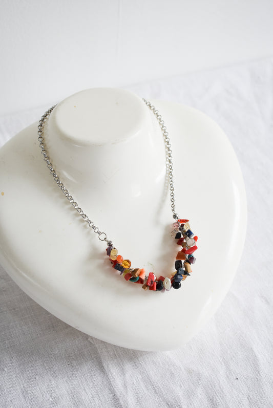 Super cute semi-precious stone cluster necklace